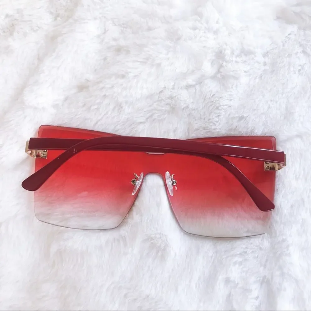Dana Dark Pink Rimless Oversize Cat Eye Sunglasses